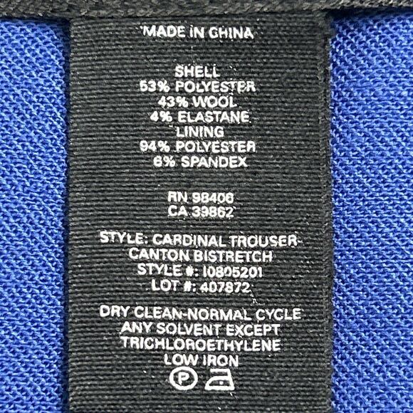 Theory Women's Size 00 Cardinal Trouser Bi-Stretch Wool Blue - Picture 5 of 9